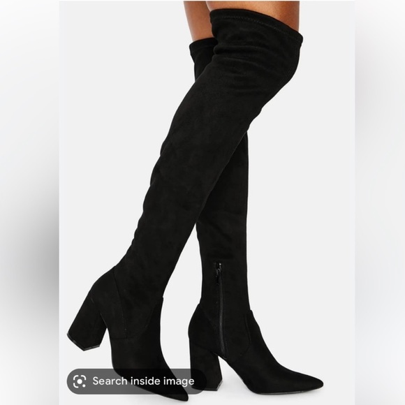 Steve Madden Women’s Faux Suede Pointed Toe Over-The-Knee Black Boots Size 7 - Picture 3 of 17